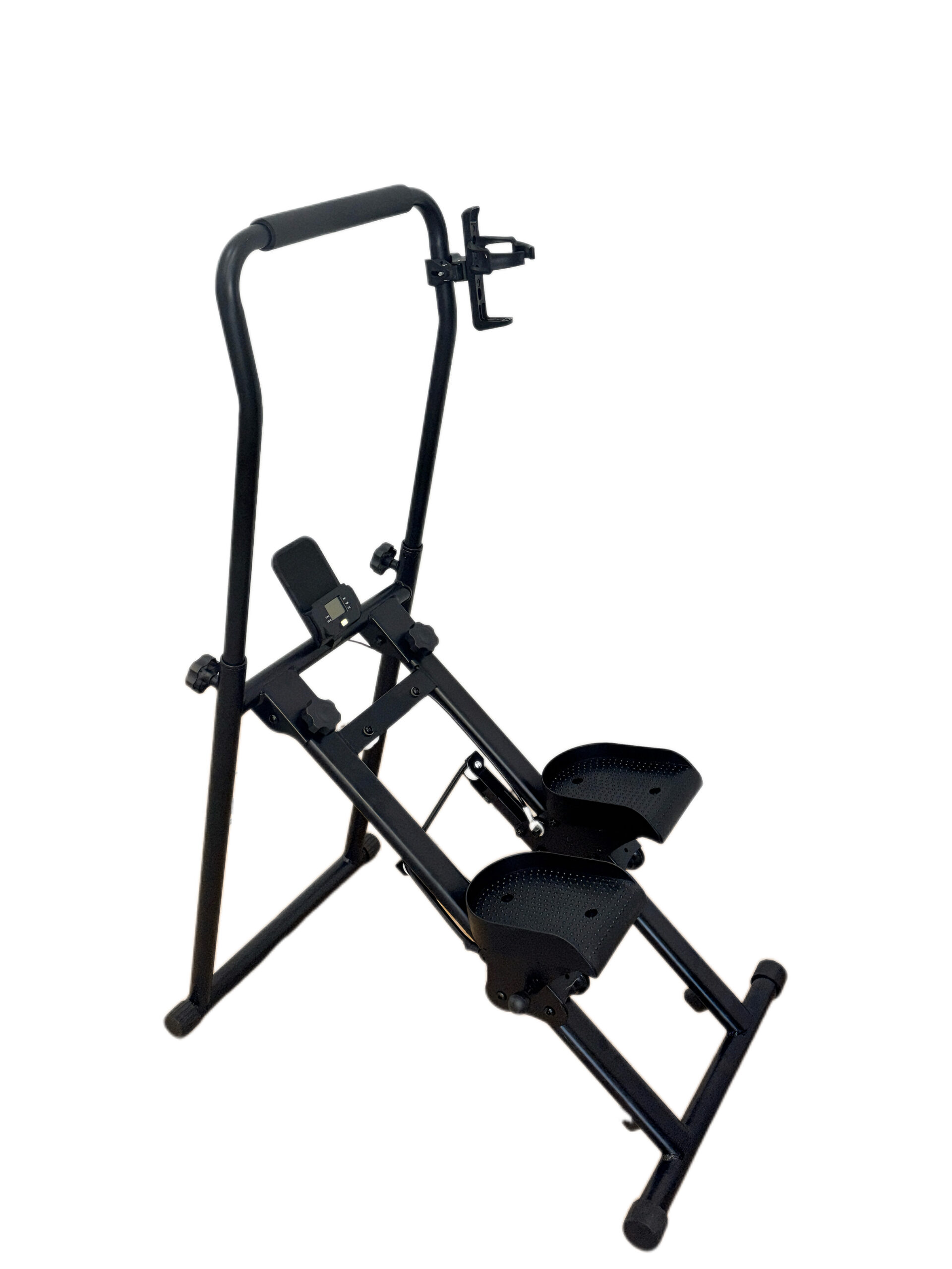 Step machine with cup holder